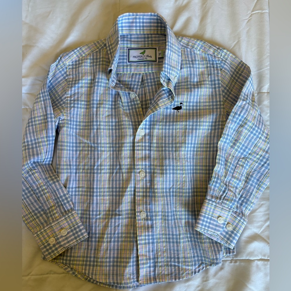 Blue and Yellow Plaid Kids Button Down Shirt